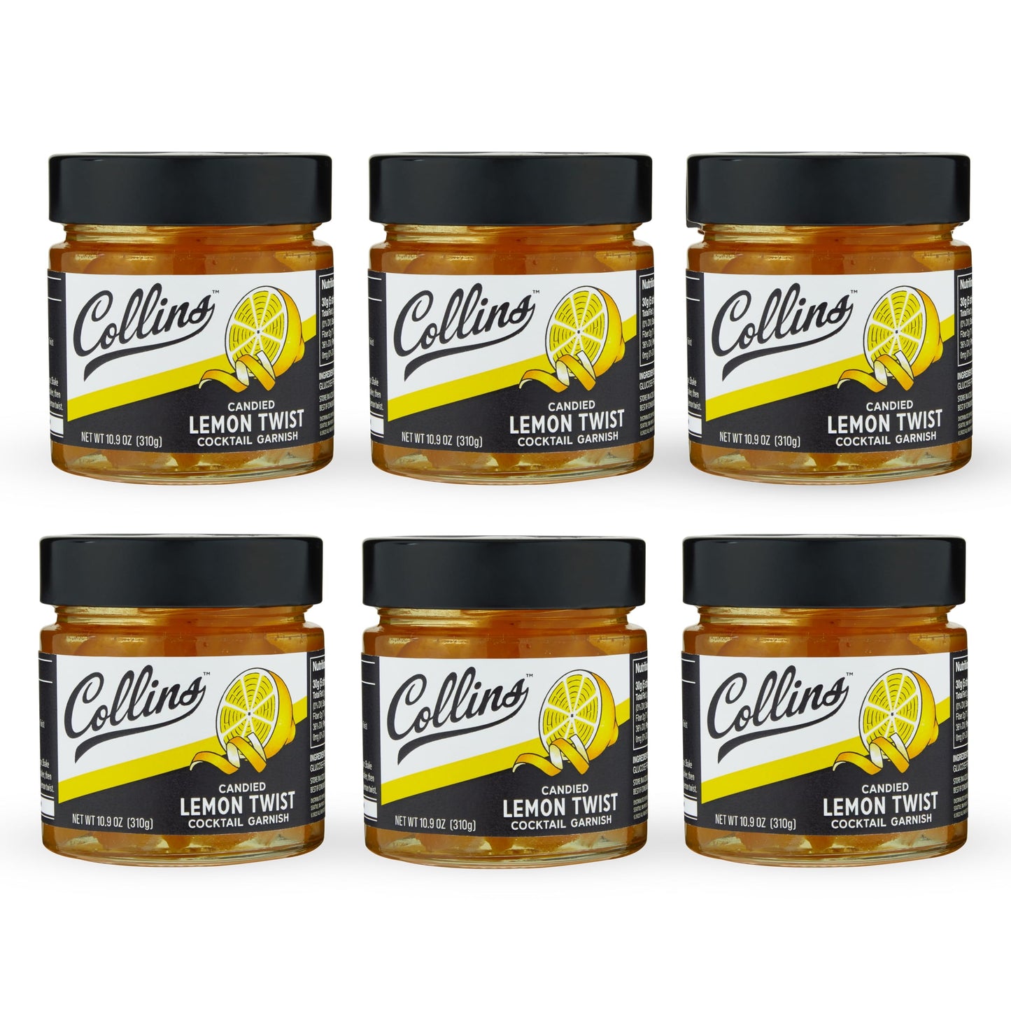 Collins Lemon Twist In Syrup Popular Mixed Flavor Garnishes For Skinny Margaritas Lemon Drops Flavor Blend Sours Cake Ideal For Bars Restaurants Hotels Desserts Baking Supplies 10.9 Oz Set Of 6