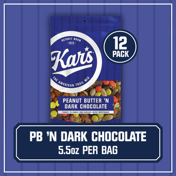 Kars Nuts Peanut Butter N Dark Chocolate Trail Mix - 5.5 Oz Snack Mix, Pack Of 12 - Gluten-Free Snack Mix