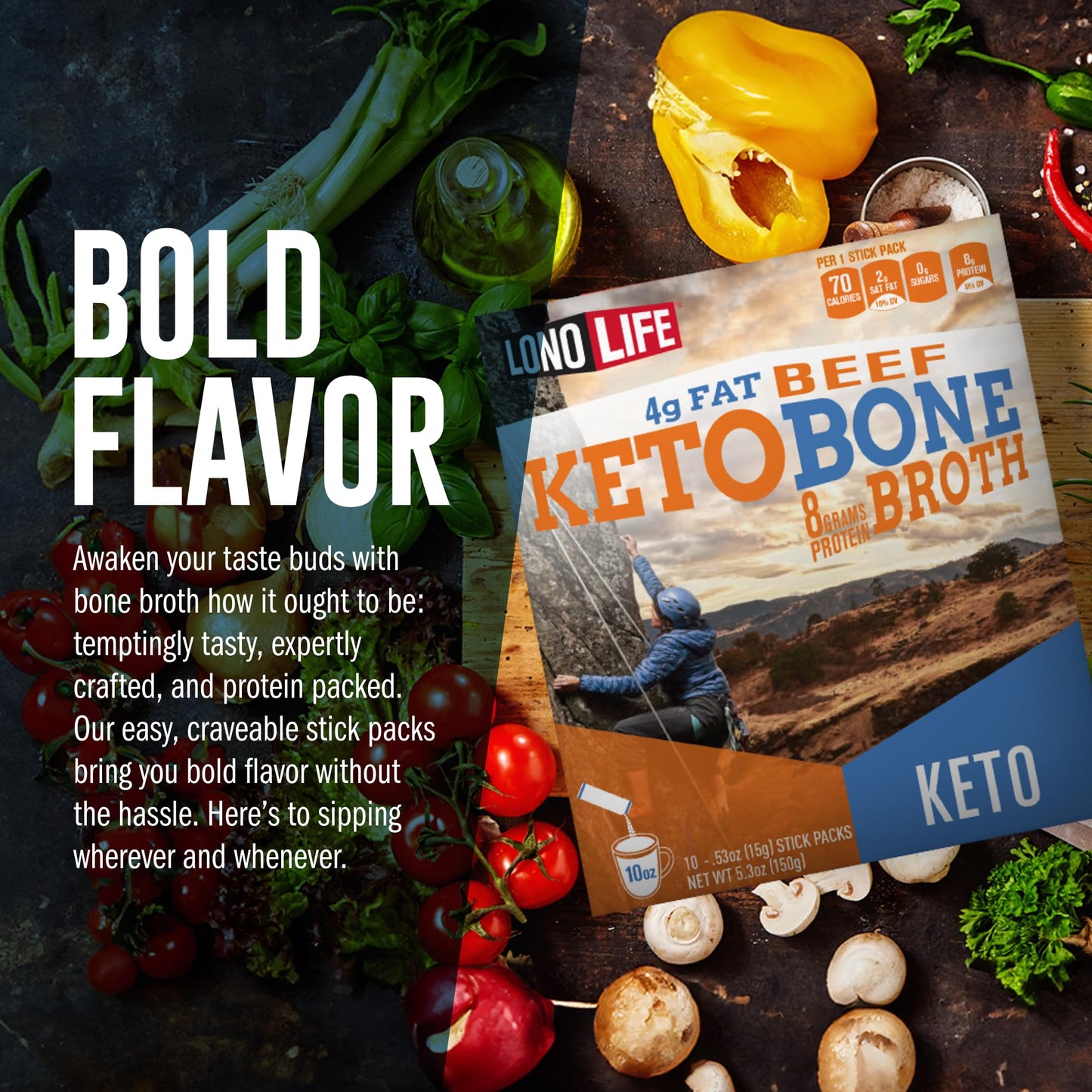 Lonolife Keto Beef Bone Broth Powder Mix | Grass-Fed, 10G Protein | Collagen-Rich, Keto & Paleo Friendly | Natural Ingredients |