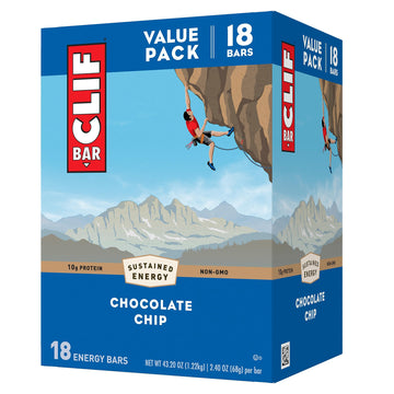 Clif Bar - Chocolate Chip - Made With Organic Oats - 10G Protein - Non-Gmo - Plant Based - Energy Bars - 2.4 Oz.18 Count (Pack O