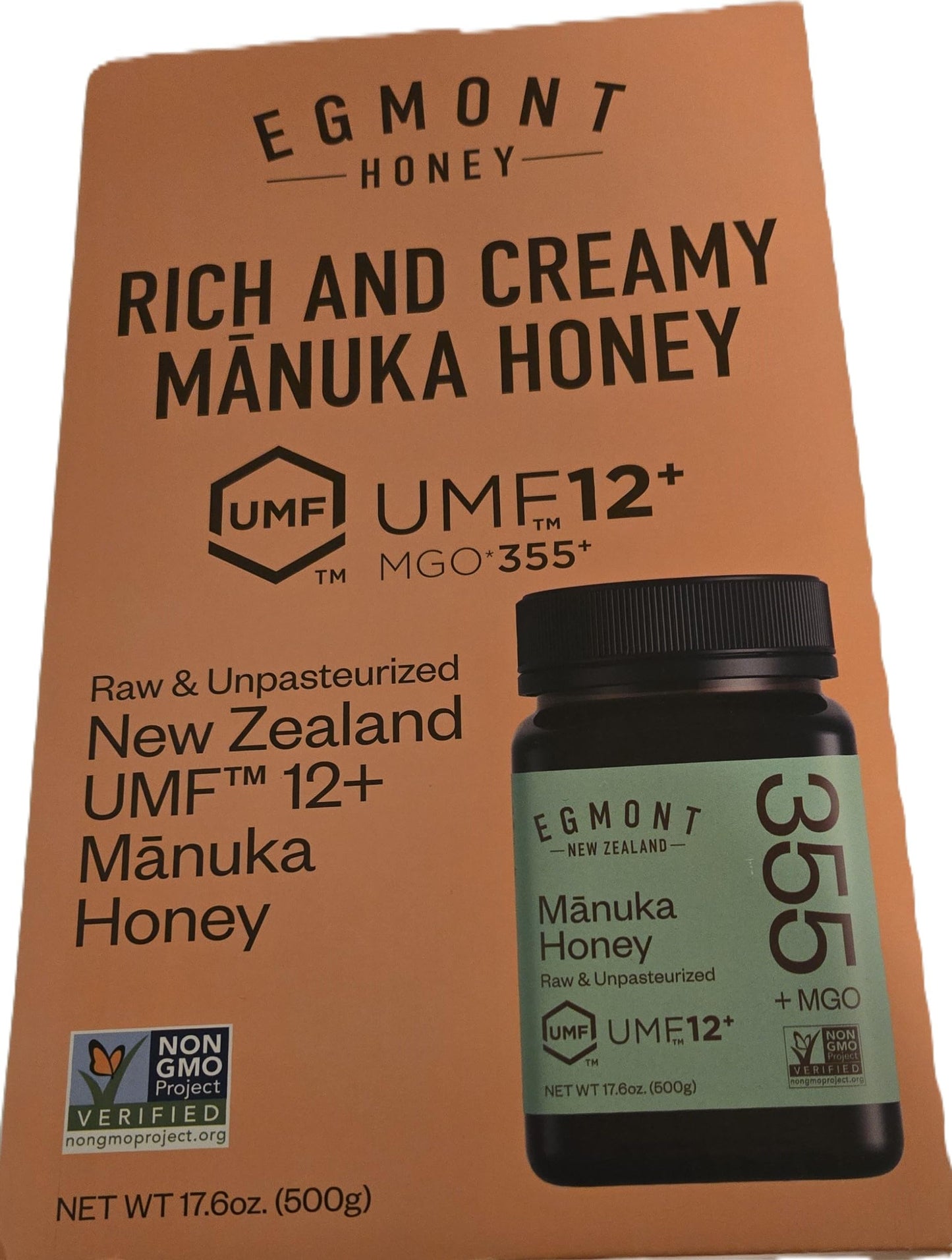 New Zealand Raw & Unpasteurized Manuka Honey Umf 12+ Mgo 355 Top-High Standarduthentic Mgo Certified Honey 17.6Oz (500G) (Pack 1)