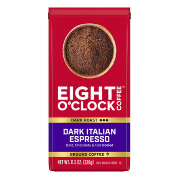 Eight O'Clock Coffee Dark Italian Espresso, 11 Ounce (Pack Of 6), Dark Roast Ground Coffee 100% Arabica, Bold & Chocolaty