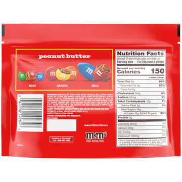 M&M'S Mega Peanut Butter Chocolate Candy, Sharing Size, 8.6 Oz Resealable Bag