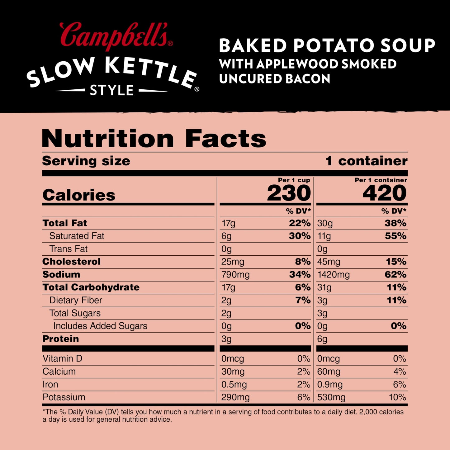 Campbells Slow Kettle Baked Potato Soup with Applewood Smoked Bacon, 15.5 oz, Pack of 8