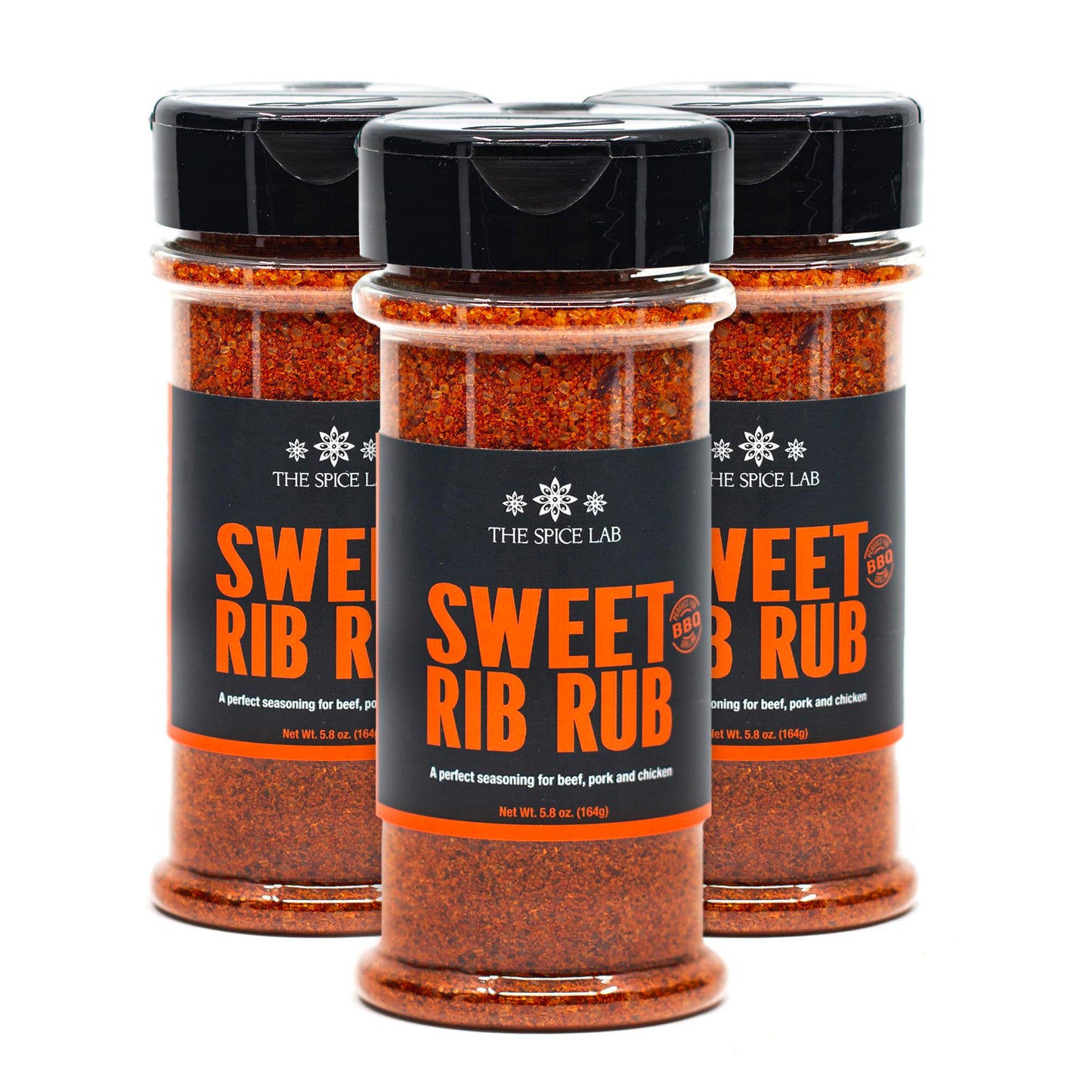 The Spice Lab Sweet Rib Rub For Aromatic Use - Bbq Rub Seasoning - Shaker 3 Pack - All-Natural Sweet Heat Smoker Spices For Chicken Pork Belly Ground Beef & Baby Back Ribs - Kosher Vegan Spices - 7062
