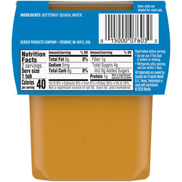 Gerber Baby Food Butternut Squash, 4 Oz, 2 Ct Tubs (Pack Of 3)