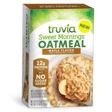 Truvia® Sweet Mornings™ Maple Instant Rolled Oat Oatmeal Packets, 12 G Protein, No Sugar Added (6 Packets)