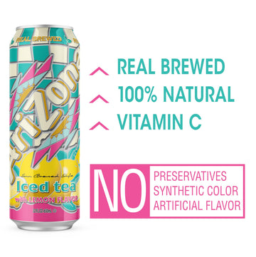AriZona Lemon Tea - Big Can, 22 Fl Oz, Pack of 24, Refreshing Lemon Flavor