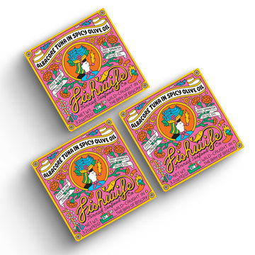 Fishwife Albacore Tuna in Spicy Olive Oil 3-Pack (3.2 Ounce) | Wild-Caught & Hand-Packed with Spanish Olive Oil, Hot Paprika, Ca