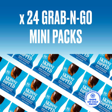 Skinnydipped Dark Chocolate Cocoa Almonds, Healthy Snack, Plant Protein, Gluten Free, 0.46 Oz Mini Bags, Pack Of 24