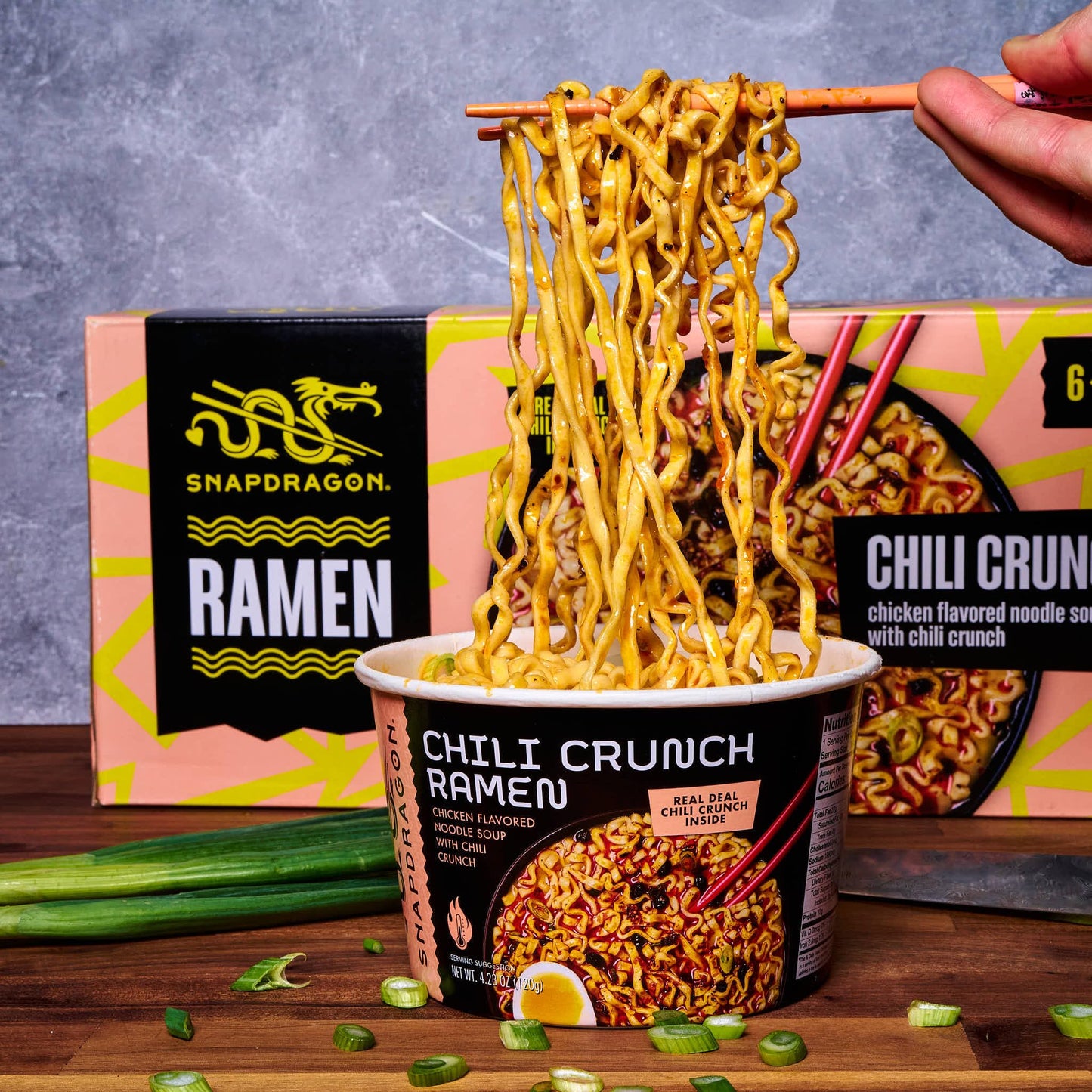 Snapdragon Chili Crunch Ramen Cups - Instant Ramen Bowl, 6 Pack, 4.23oz Each, Easy Meal Prep, Authentic Wheat Noodles