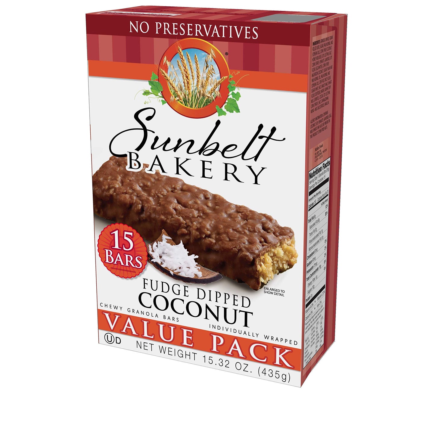 Sunbelt Bakery Fudge Dipped Coconut Chewy Granola Bars, 120-1.0 Oz Bars (8 Boxes)