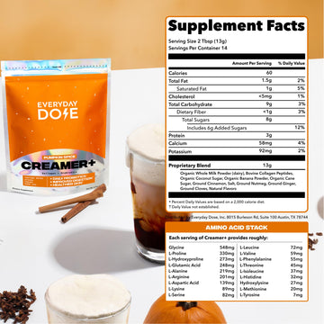Everyday Dose Pumpkin Spice Creamer with Collagen & Probiotics - Pumpkin Spice Coffee Creamer for Gut Health Energy Mental Clarity Immune Support Skin & Nails - Gluten Free Soy Free 14 Servings