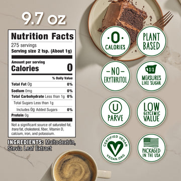 Stevia In The Raw Bakers Bag, Plant Based Zero Calorie Sweetener, No Added Flavors or erythritol, Sugar-free Sugar Substitute fo