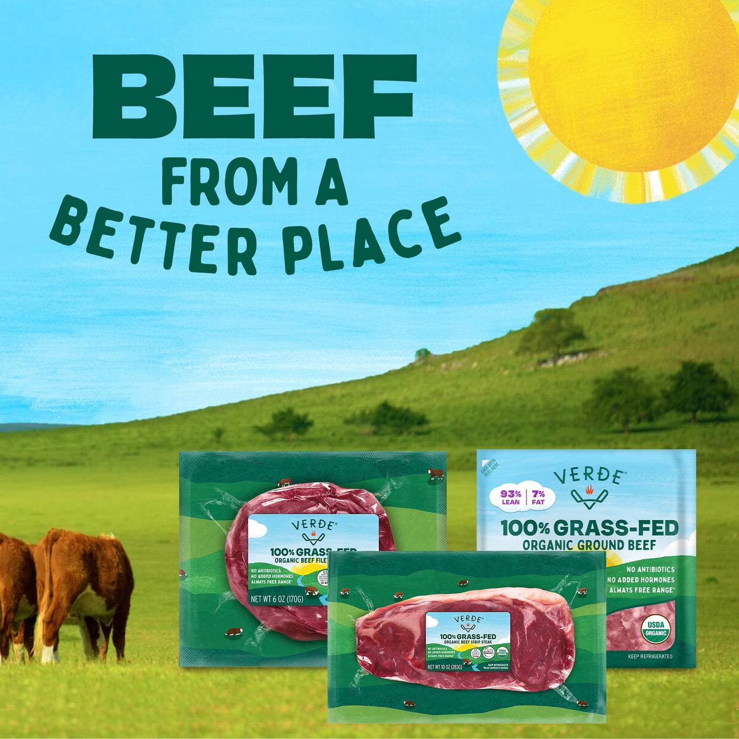 Verde Farms, Ground Beef 80% Lean/20% Fat, Organic, Grass-Fed, 1 lb
