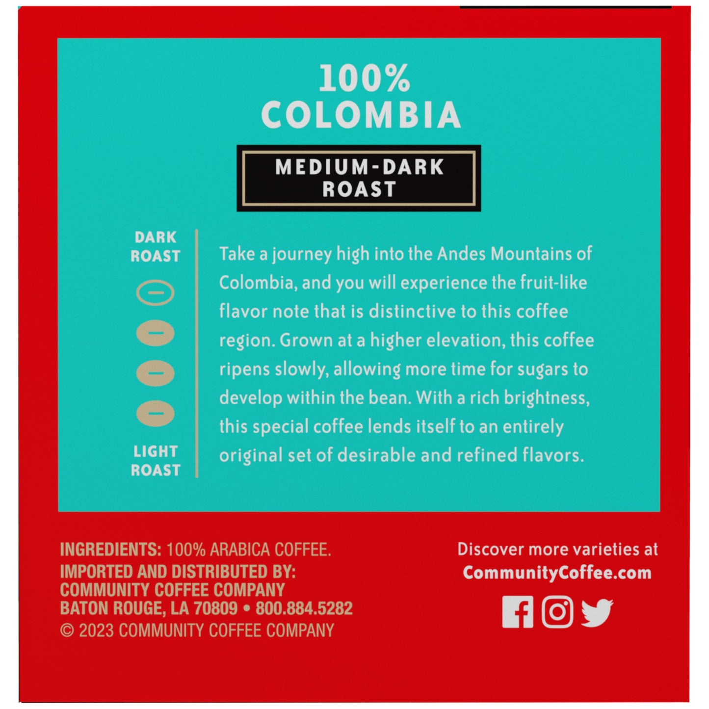 Community Coffee 100% Colombia Medium Dark Roast Coffee Pods, 72 Count, Compatible with Keurig 2.0, 12 Count (Pack of 6)