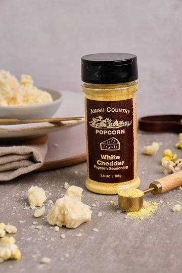 Amish Country Popcorn | White Cheddar Cheese - 3.8 oz Popcorn Seasoning | Old Fashioned, Non-GMO and Gluten Free