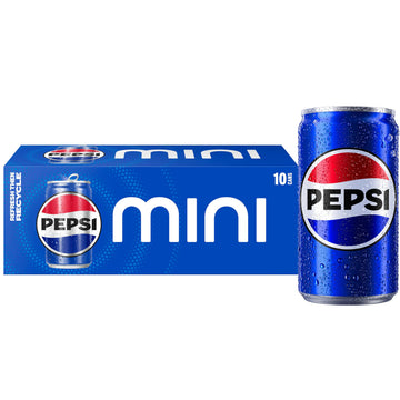 Pepsi Soda, Mini Cans, 7.5 Ounce (Pack of 10)