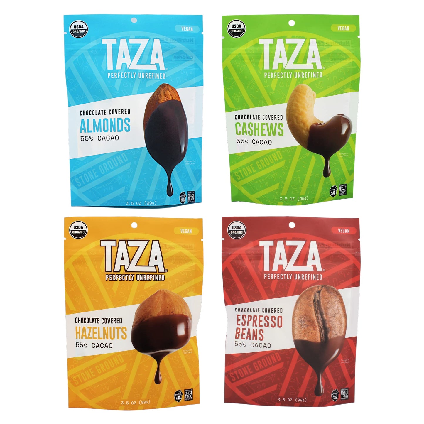 Taza Chocolate Organic Chocolate Covered Treats Variety Pack Vegan 3.5 Ounce (4 Count)