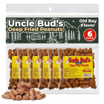 Uncle Bud's Deep Fried Peanuts In Shell (6-Pack) | Old Bay Seasoning Peanuts, Peanuts Individual Packs, Spicy Peanuts, Nuts Indi