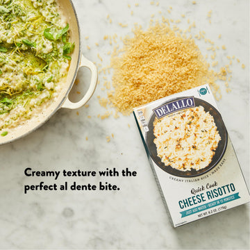 Delallo Quick Cook Cheese Risotto Rice Mix, Made In Italy, Ready In 15 Minutes, Non-Gmo, Authentic Italian Recipe, Creamy Textur