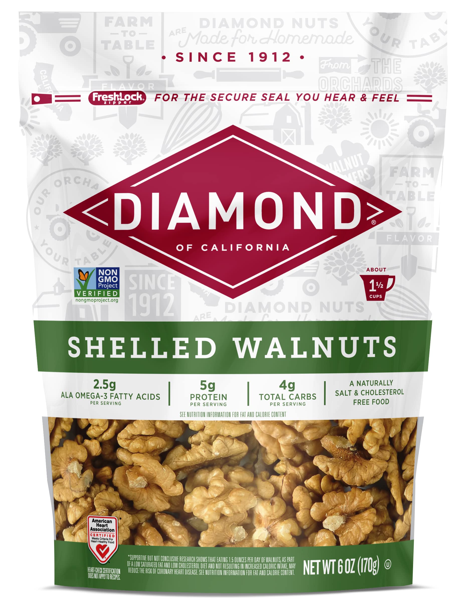 Diamond of California Shelled Walnuts, 6 oz - 1 unit