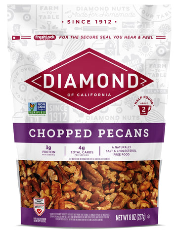 Diamond of California Chopped Pecans for Baking, Snacking and Salads, 48oz Total / 8 oz. Each (6 Pack)