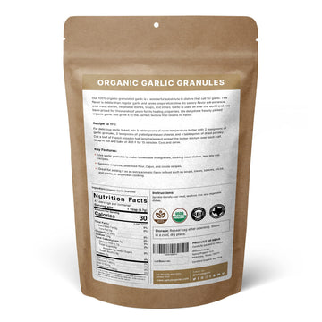 Spicy Organic Garlic Granules - 100% Usda Organic- Premium Quality Granulated Garlic Powder For Mouthwatering Rubs On Beef, Pork