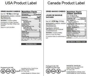 Food to Live Dried Mango Cheeks - Premium Quality, Unsweetened, 10 Pounds, Gluten-Free, Raw Vegan Snack