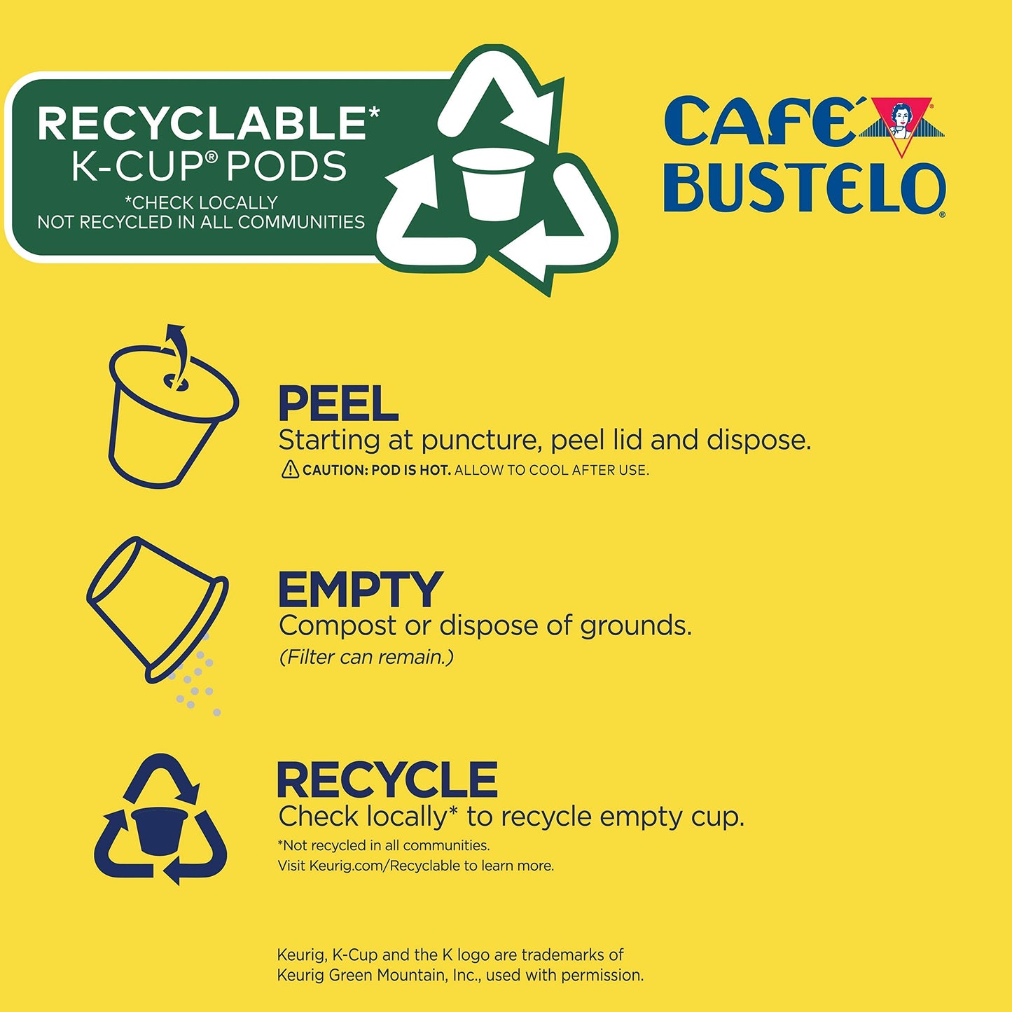 Café Bustelo Espresso Style Dark Roast Coffee, 24 Keurig K-Cup Pods