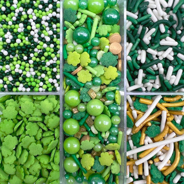 Kercky Green Sprinkles for Cake Decorating, St. Patricks Day Mix with Shamrock Jimmies for Ice Cream & Cupcakes