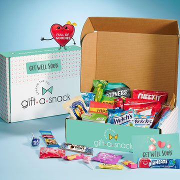 Gift A Snack - Get Well Soon Snack Box Variety Pack Care Package + Greeting Card (60 Count) Feel Better Sweet Treats Gift Basket