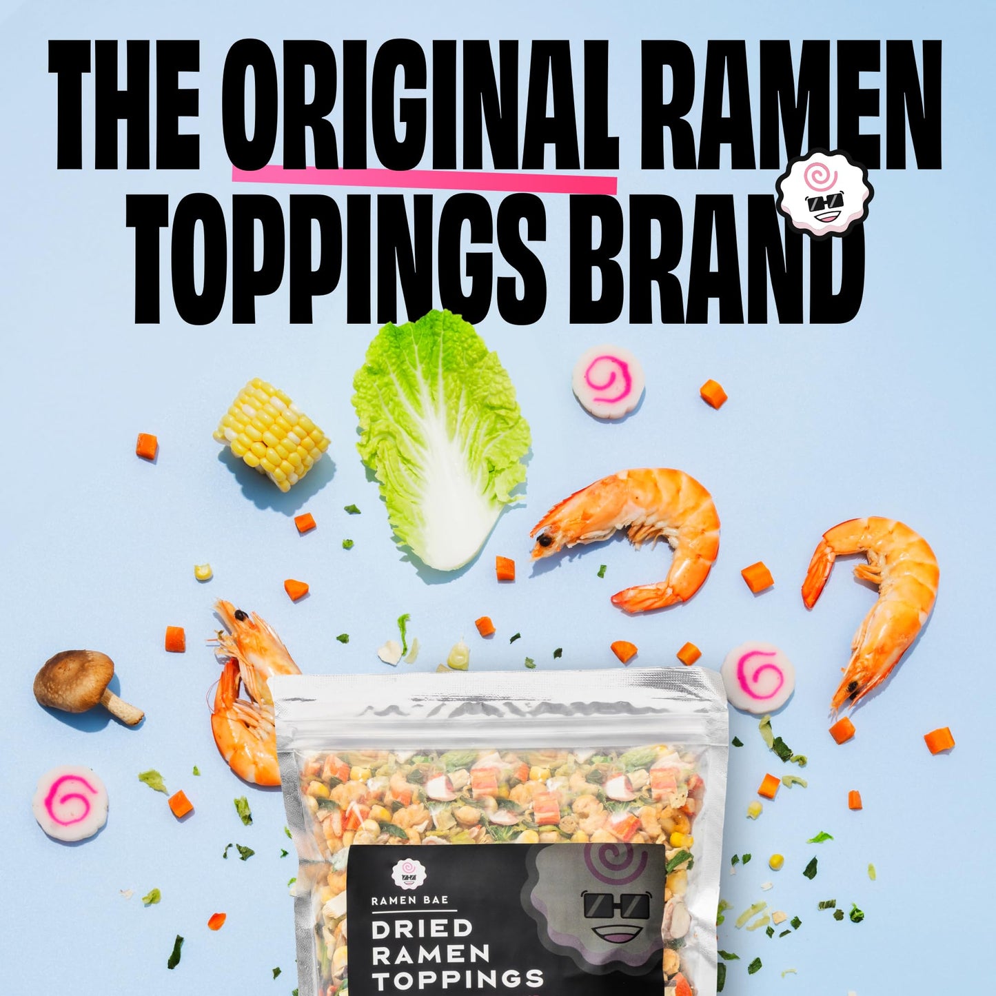 Ramen Bae Dried Ramen Toppings, Classic Seafood and Vegetables Mix, 14oz