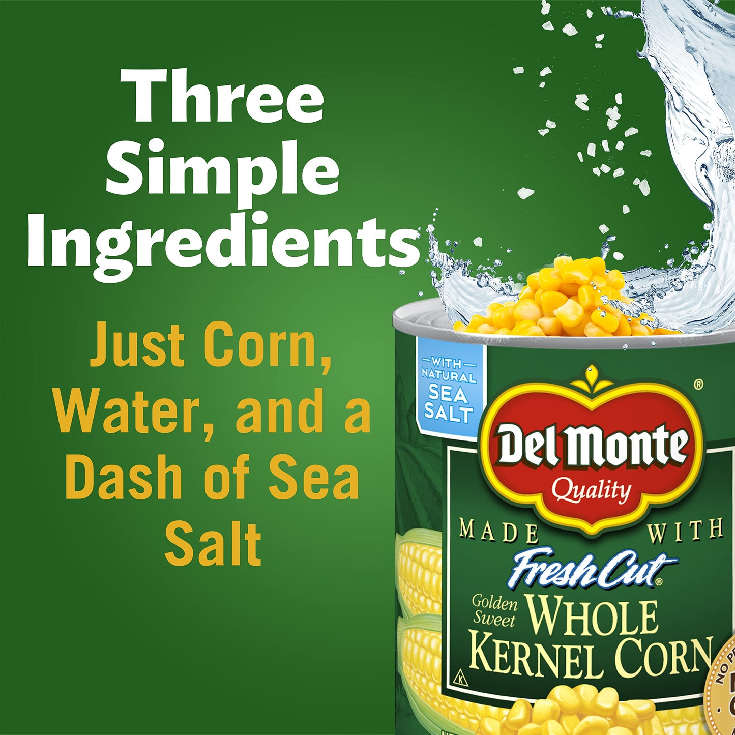 Del Monte Canned Fresh Cut Golden Sweet Whole Kernel Corn, 8.75-Ounce (Pack Of 12)