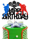 Finestore168 Lacrosse Cake Topper, Plastic, Sport Theme, Birthday Decoration, Red/Blue/Black, Model YX0072