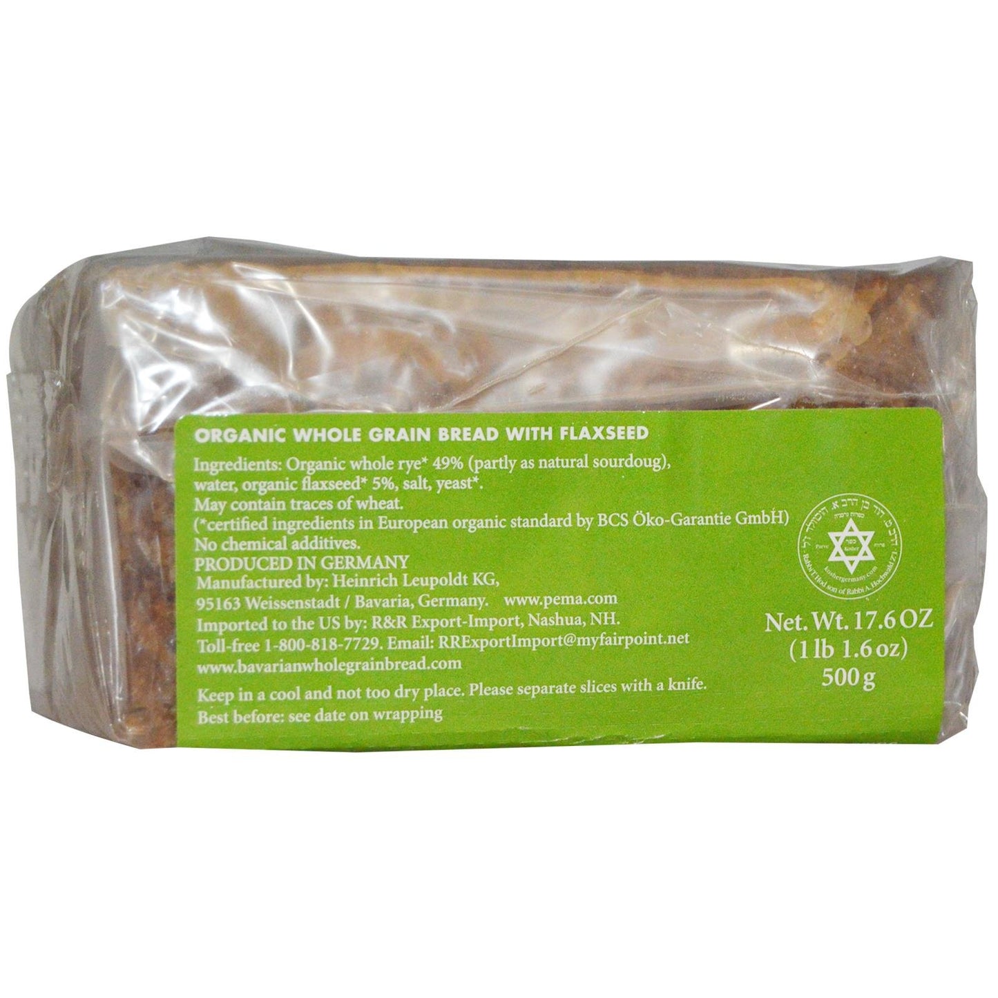 Bavarian Bread Organic Flax Seed Bread, 17.6 Oz