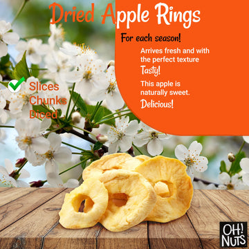 Dried Apple | 26 Oz - Dried Fruit Rings | Less Sugar Added | Dehydrated Fruit Bites | Packed In New York Zip-Seal Bag For Exceptional Freshness By Oh Nuts