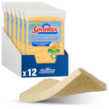 Spontex Thick Moppets, 6 Packs Of 2 (Total 12 Sponges)