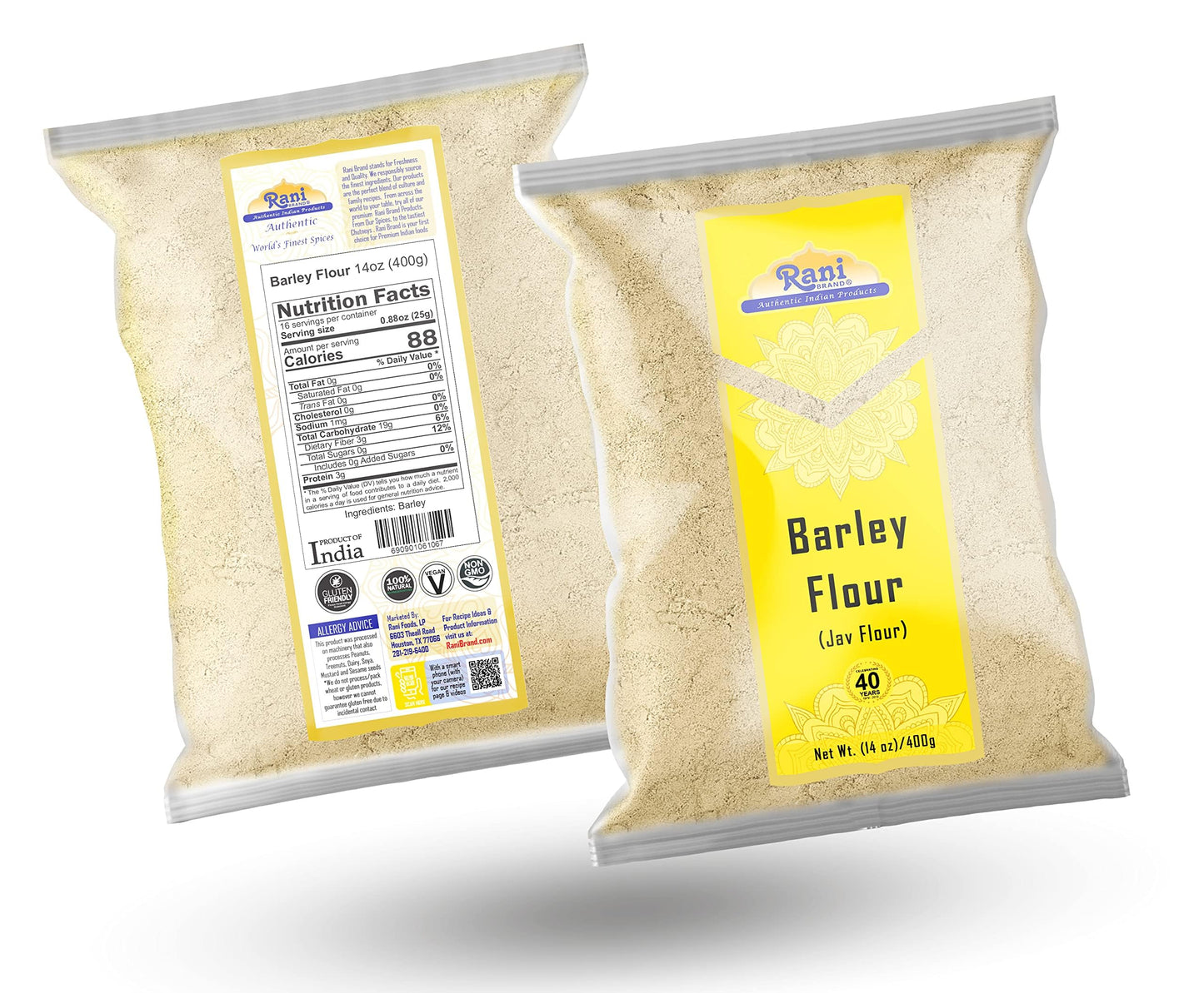 Rani Barley (Jav) Flour 14Oz (400G) ~ All Natural | Gluten Friendy | Stone Ground | Vegan | Non-Gmo | Kosher | Indian Origin
