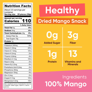Yammy Dried Mango Chips Like Freeze Dried Fruit, No Sugar Added Crispy Dry Slices Of Mangoes, Unsweetened Dehydrated 1 Ingredien