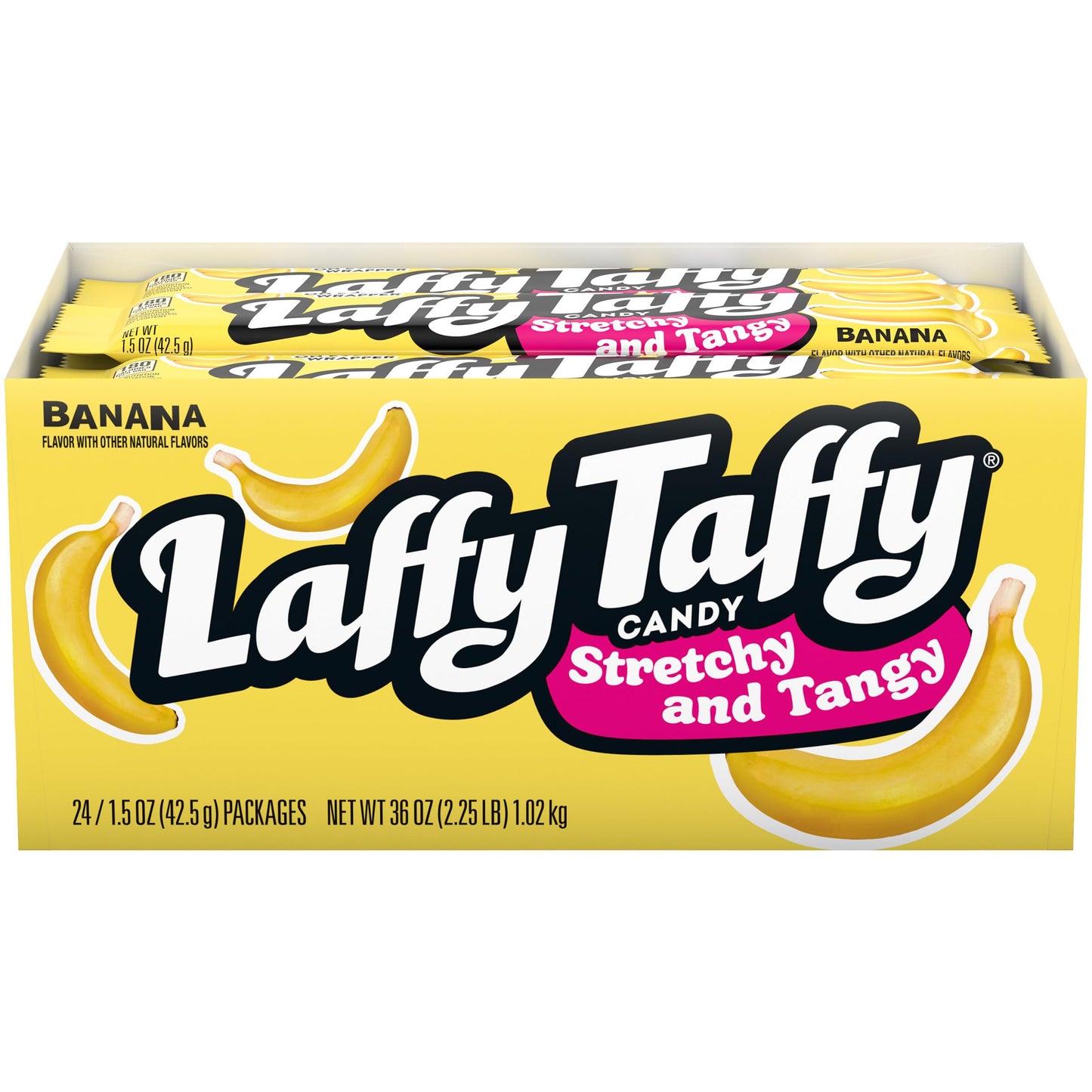 Laffy Taffy Candy, Stretchy & Tangy, Banana Flavor, 1.5 Ounce Bars (Pack of 24)