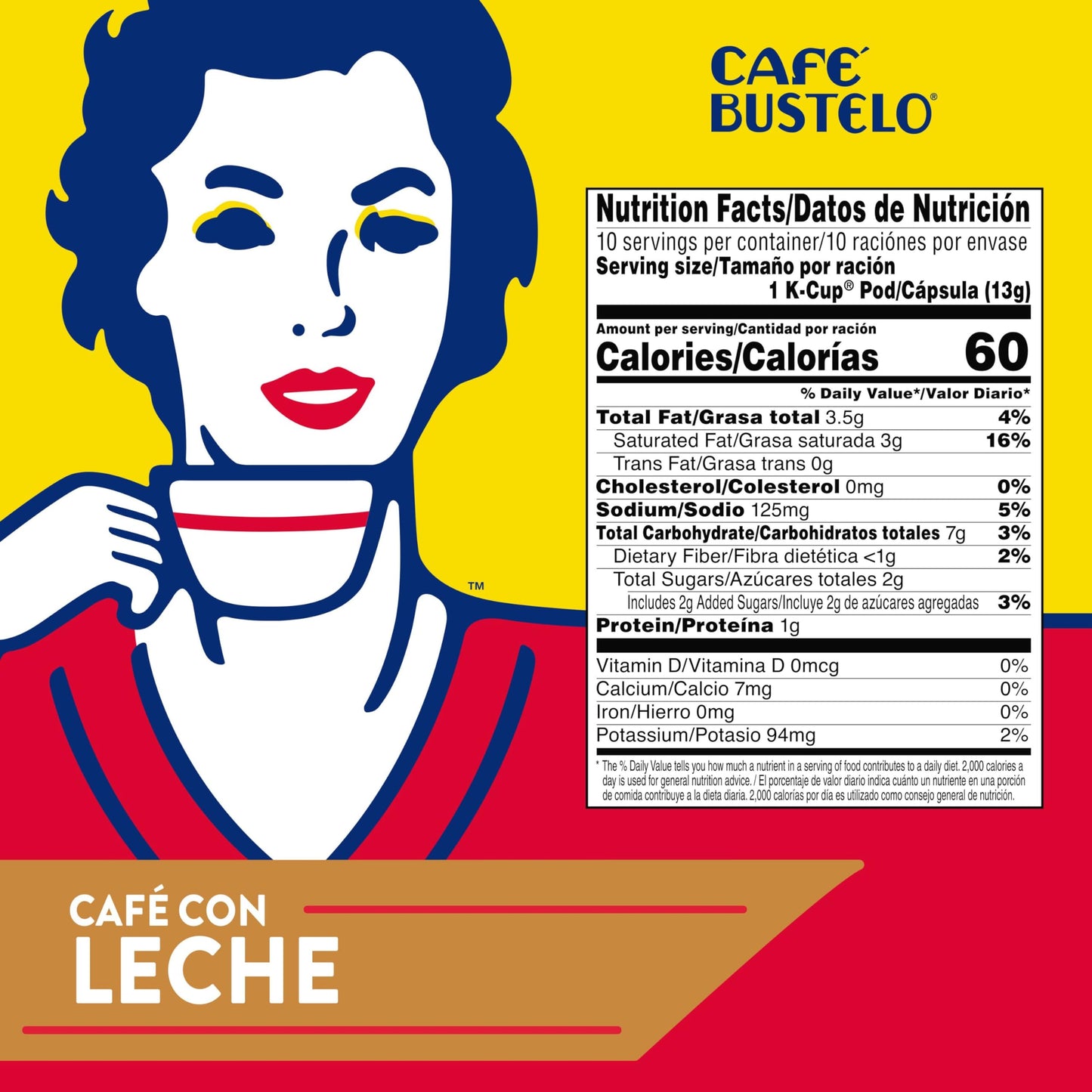 Café Bustelo Sweet & Creamy Café Con Leche Coffee Drink, 24 Keurig K-Cup Pods