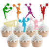 Gyufise 28 Pack Cheerleading Cupcake Toppers Colorful Glitter Cheerleader Silhouette Toothpicks Gymnast Girl Cake Picks Decorations For Gym Theme Baby Shower Birthday Party Favors Supplies