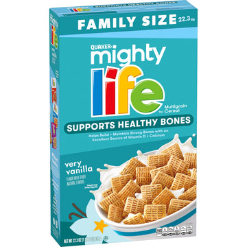 Quaker Mighty Life Multigrain Cereal, Very Vanilla, Bone Health Support, 22.3 Oz Family Size
