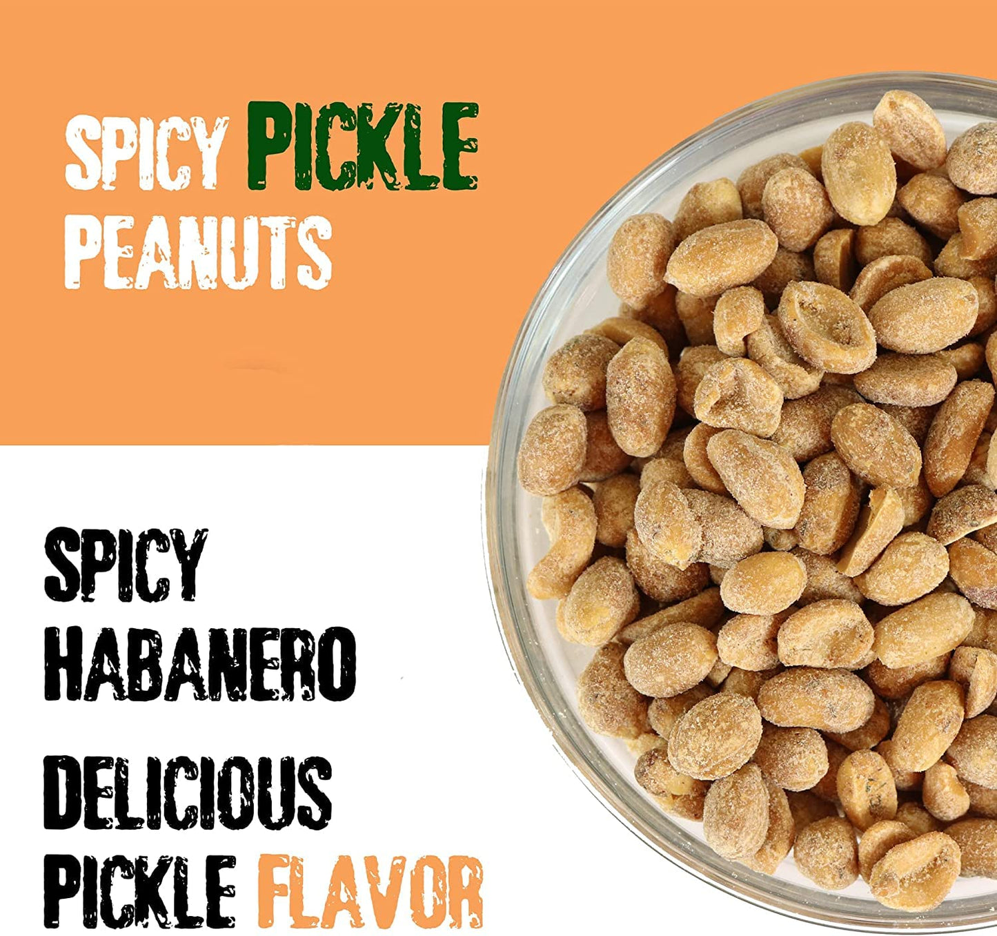 KICKIN Spicy Peanuts - Hot Peanuts Spicy - Hot Peanuts Challenge - 12oz - Spicy Nuts Flavoured with Pickle Peanuts - Ultimate Sp