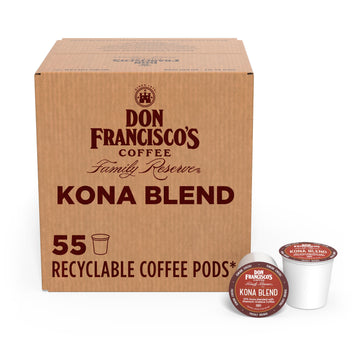 Don Francisco'S Kona Blend Medium Roast Coffee Pods, 10% Kona Coffee, 55 Count - Recyclable Single-Serve Pods, Compatible With K