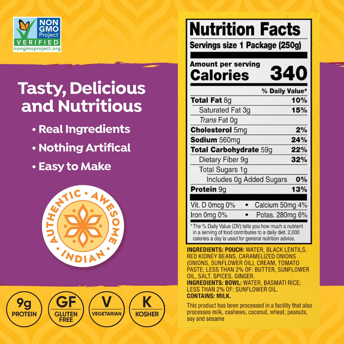 Tasty Bite Indian Style Chili & Rice Bowl, 8.8 Ounce, Pack of 6, Ready to Eat, Organic Basmati, Microwaveable, Vegetarian