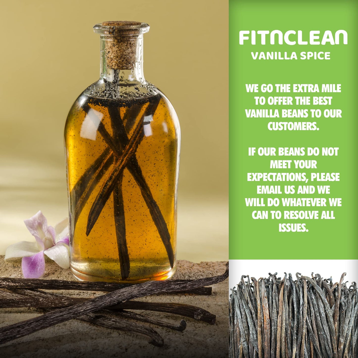 FITNCLEAN VANILLA Organic Madagascar Vanilla Beans Grade B, 10 Count, 5.5-7 Non-GMO spirit-inspired flavor Pods for Extract and Cooking