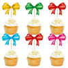 Cyodoos 24pcs Color Bowknot Cupcake Toppers Cake Dessert Picks Decoration For Baby Shower Princess Cupcake Toppers for Birthday