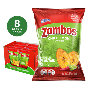 Zambos Plantain Chips, Chile Limon Flavor, 2.47 Oz (Pack of 8)